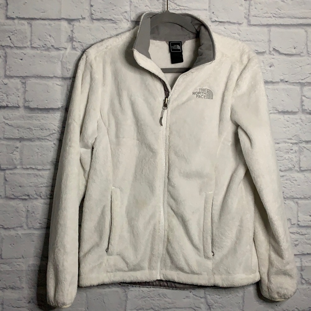 bright white soft osito fleece north face jacket